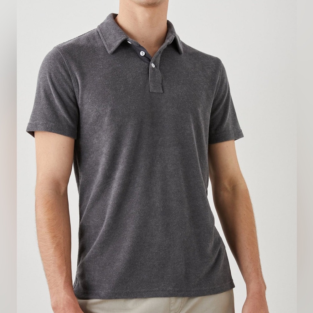 Rails Navy Terry Cloth Polo Shirt in Large